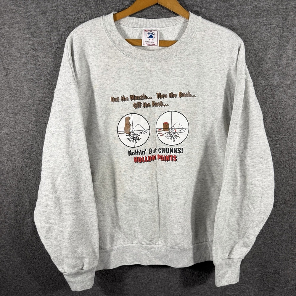 90's Vintage Dan Cattanoe Graphic Print Nothing But Chunks Hollow Point USA XL